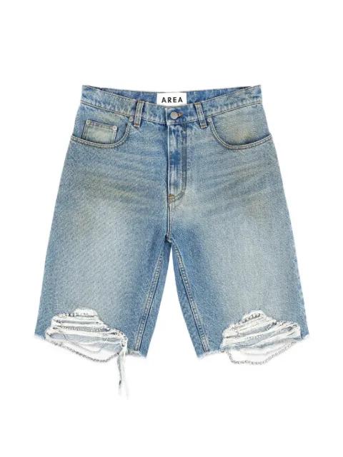 crystal-embellished frayed shorts by AREA
