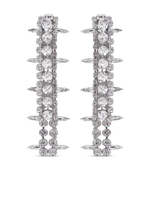 crystal-embellished fringe drop earrings by AREA