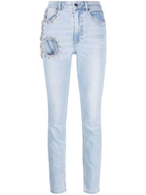 crystal-embellished jeans by AREA