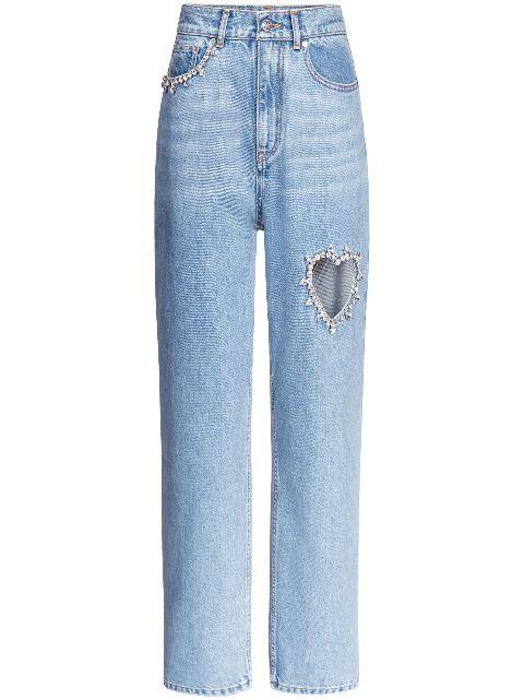 crystal-embellished jeans by AREA