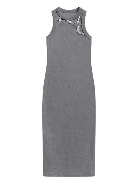 crystal-embellished ribbed midi dress by AREA