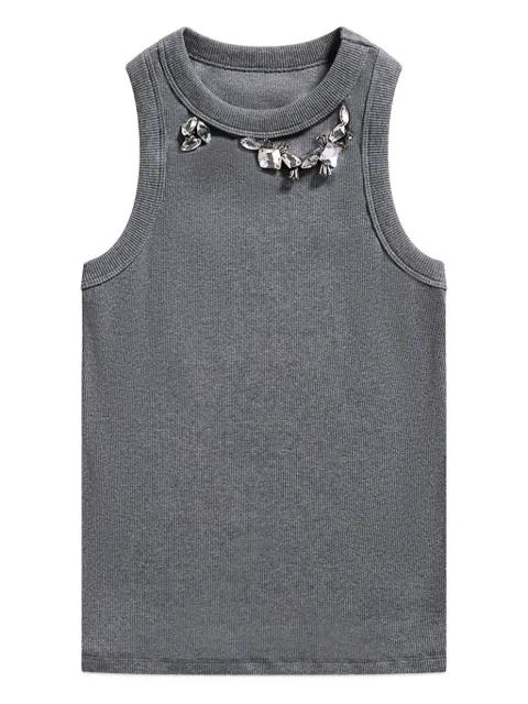 crystal-embellished ribbed tank top by AREA