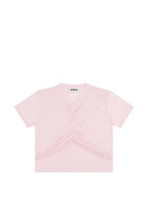 crystal-embellished ruched top by AREA