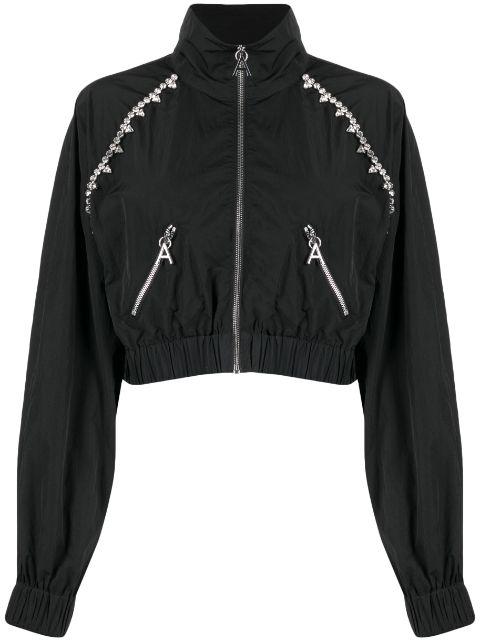 crystal-embellished zip-up jacket by AREA