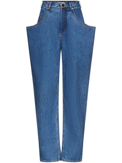 flared-pocket jeans by AREA
