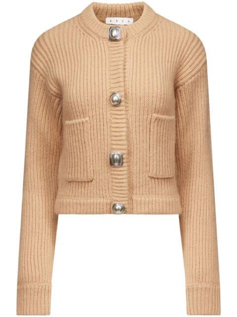 gemstone button knit cardigan by AREA