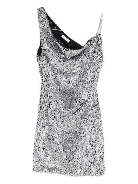 sequin-embellished one-shoulder dress by AREA