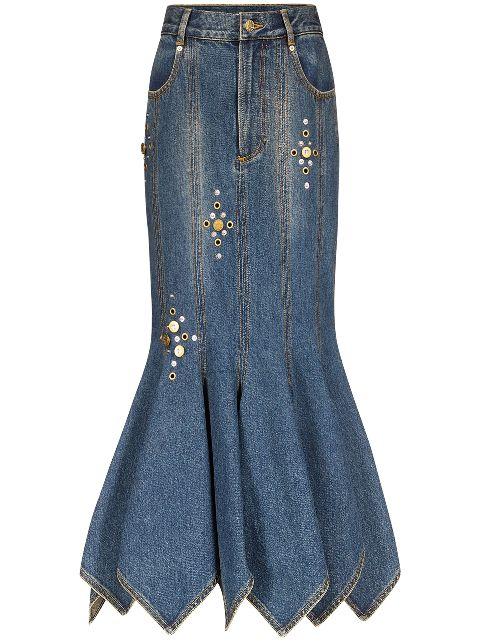 stud-detail midi skirt by AREA