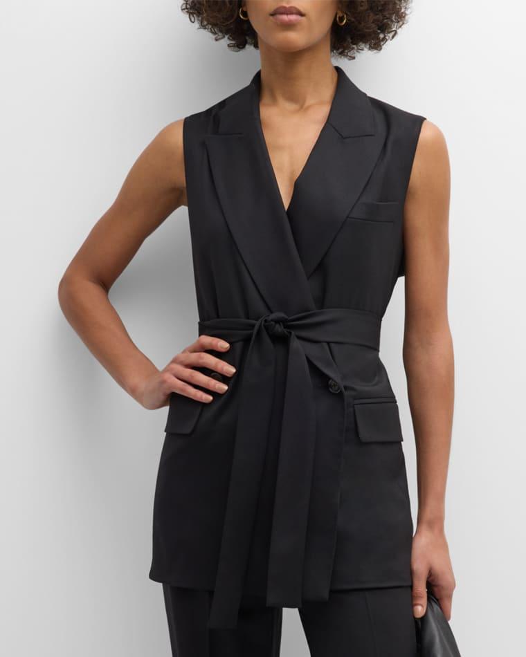Belted Double-Breasted Seasonless Wool Vest by ARGENT