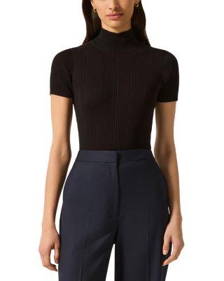 Ribbed Short Sleeve Turtleneck Top by ARGENT