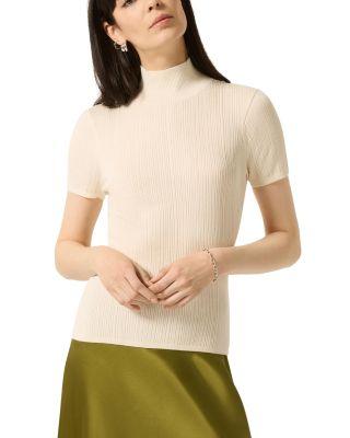 Ribbed Short Sleeve Turtleneck Top by ARGENT
