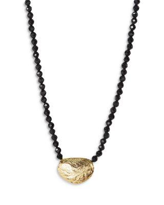 14K Gold Plated Sterling Silver & Onyx Molten Bead Necklace by ARGENTO VIVO