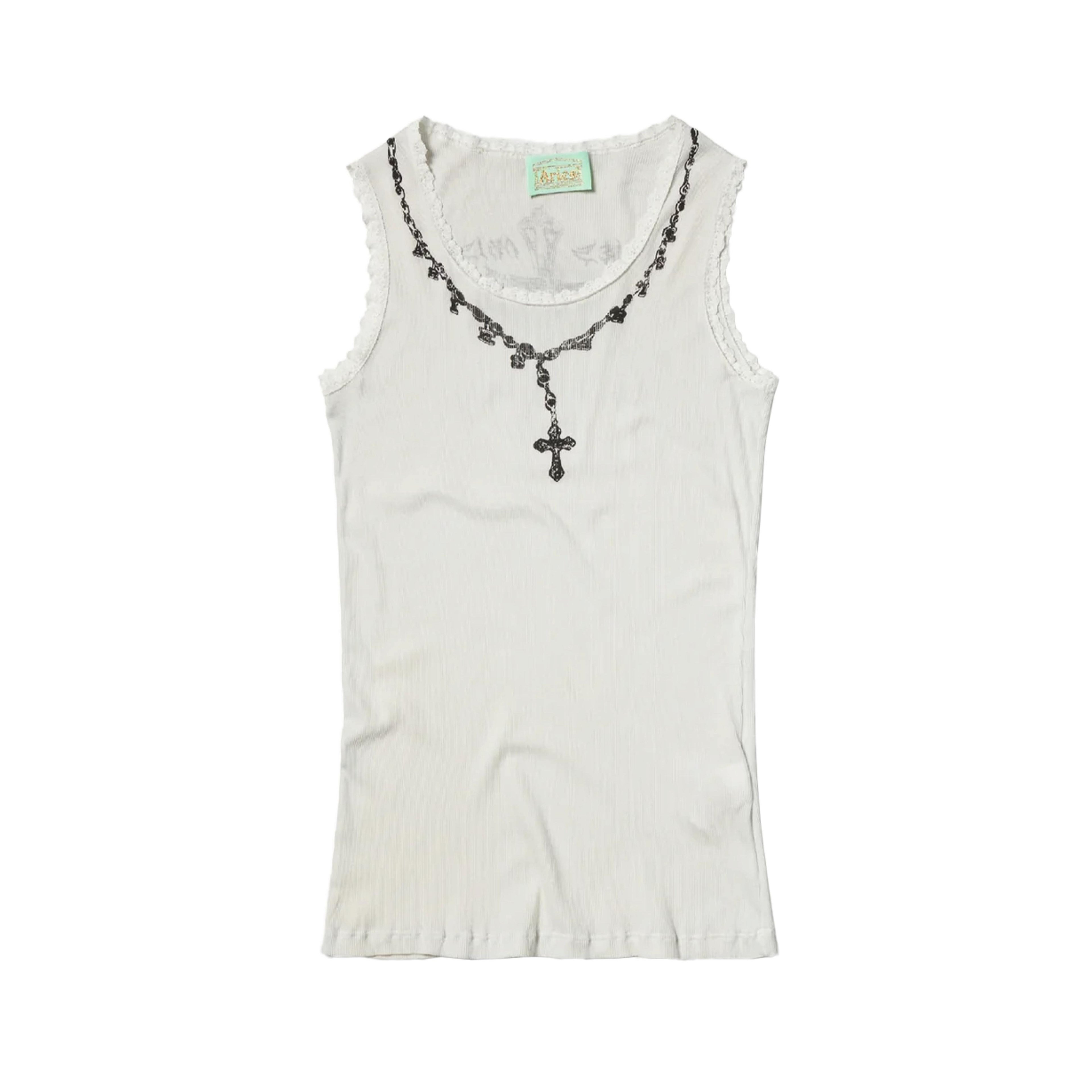 ARIES - Rosaries Lace Trim Vest - (White) by ARIES
