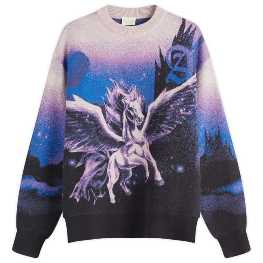 Aries Mens Purple Woolen Jumper Pegasus Print Sweater by ARIES