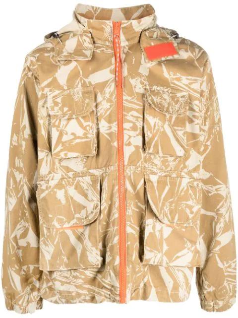 Crinkle camouflage hoodied cargo jacket by ARIES
