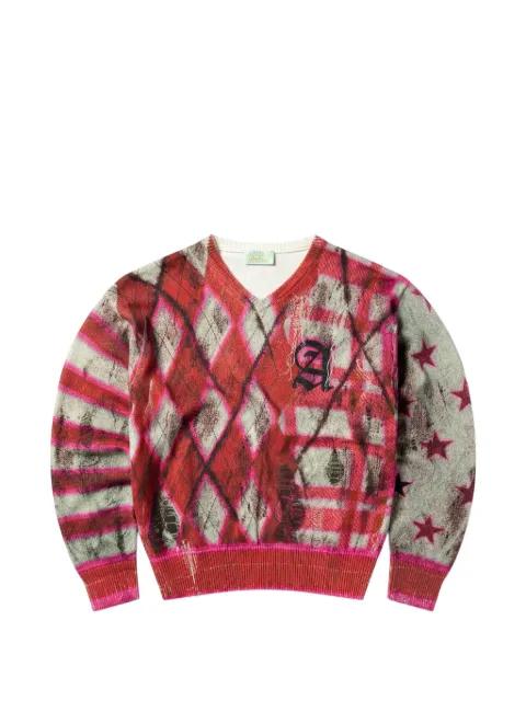 Digi patchwork V-neck sweater by ARIES