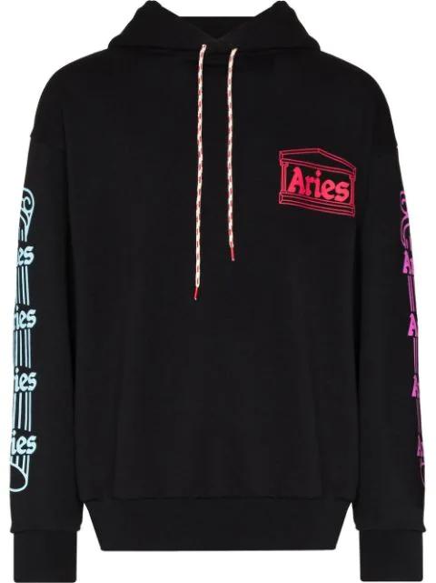 logo-print drawstring hoodie by ARIES
