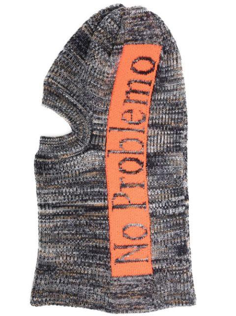 slogan-print knitted balaclava by ARIES