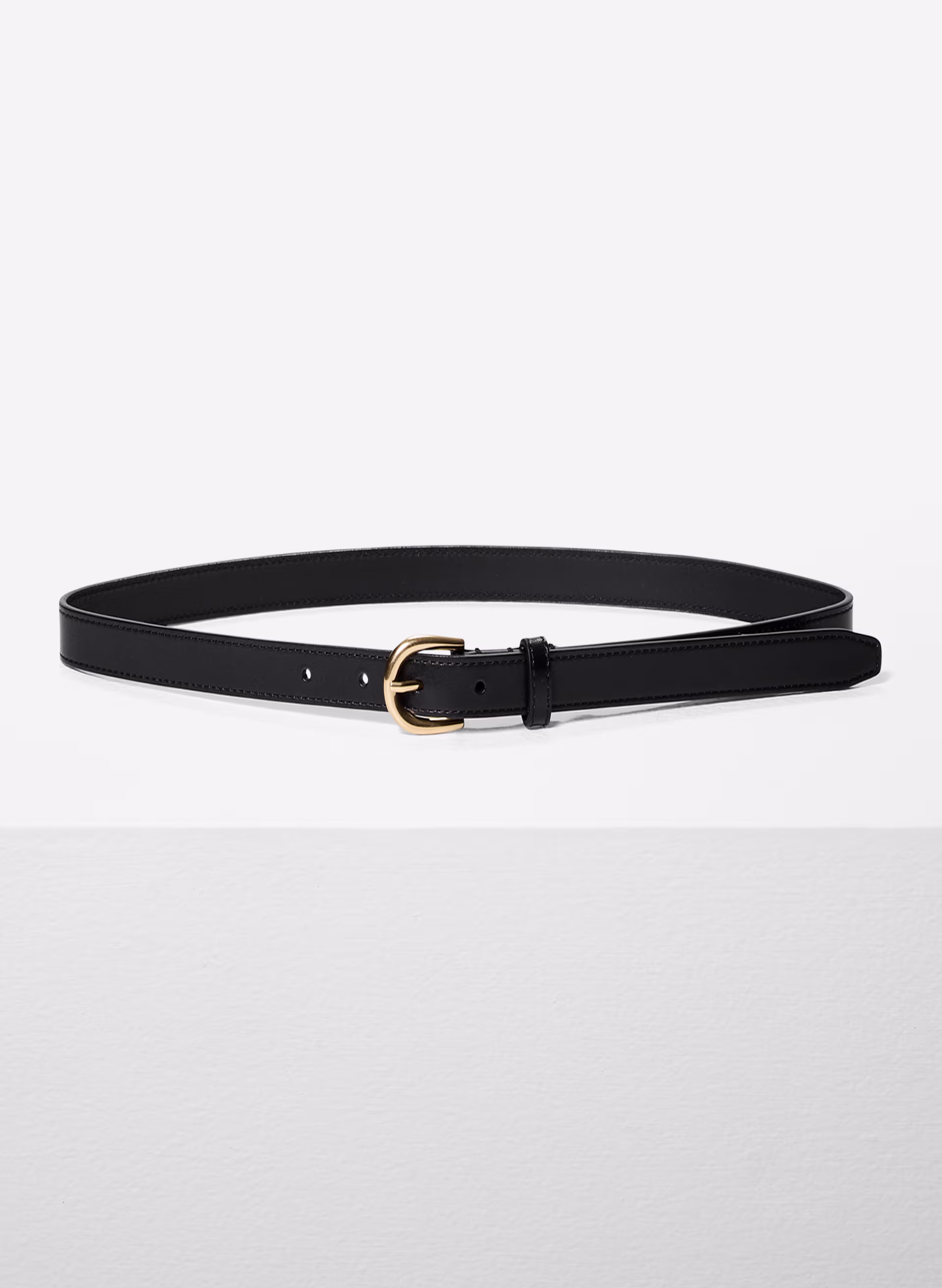 ACCENT SOLID BRASS LEATHER SLIM BELT by ARITZIA