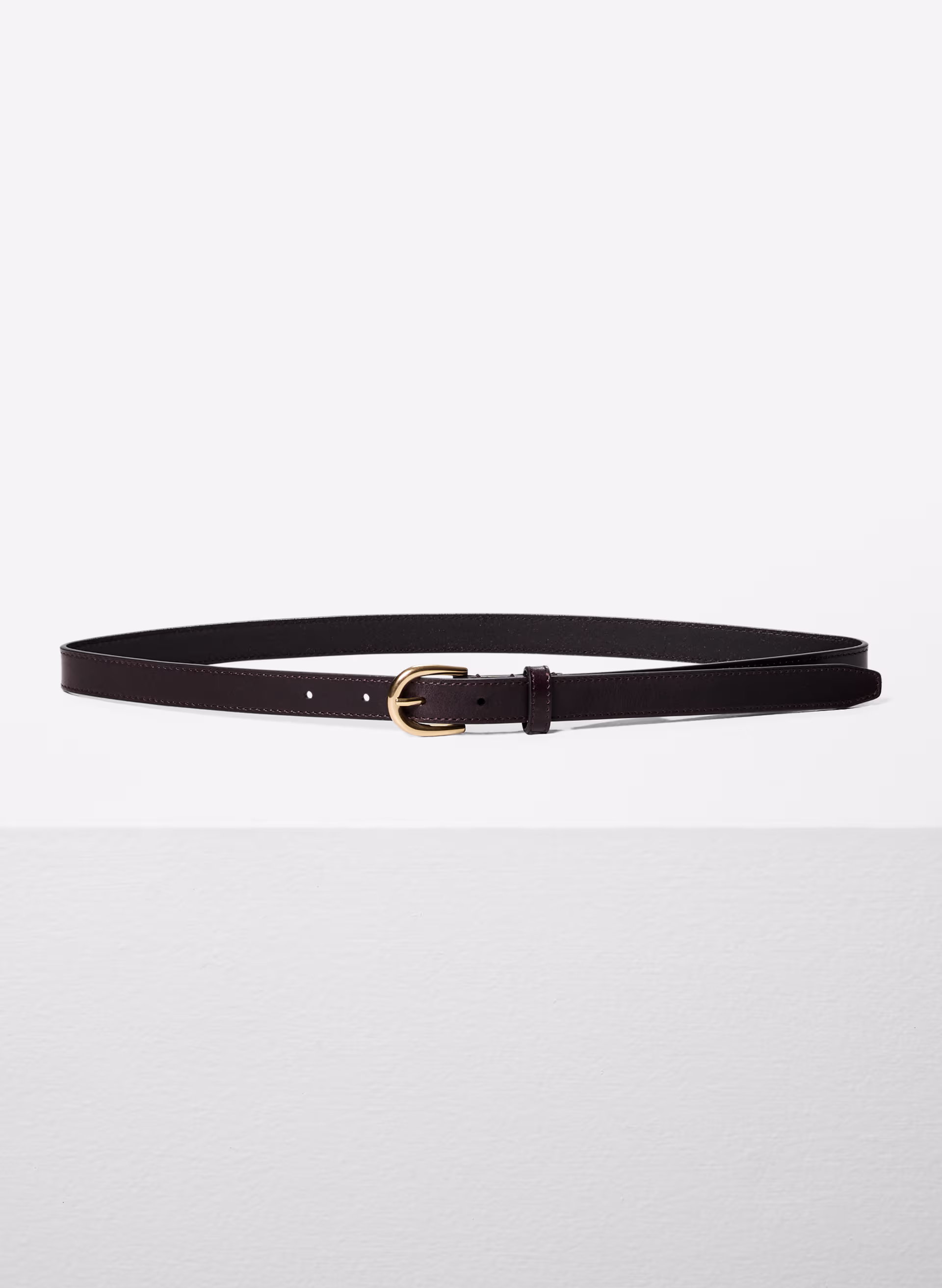 ACCENT SOLID BRASS LEATHER SLIM BELT by ARITZIA