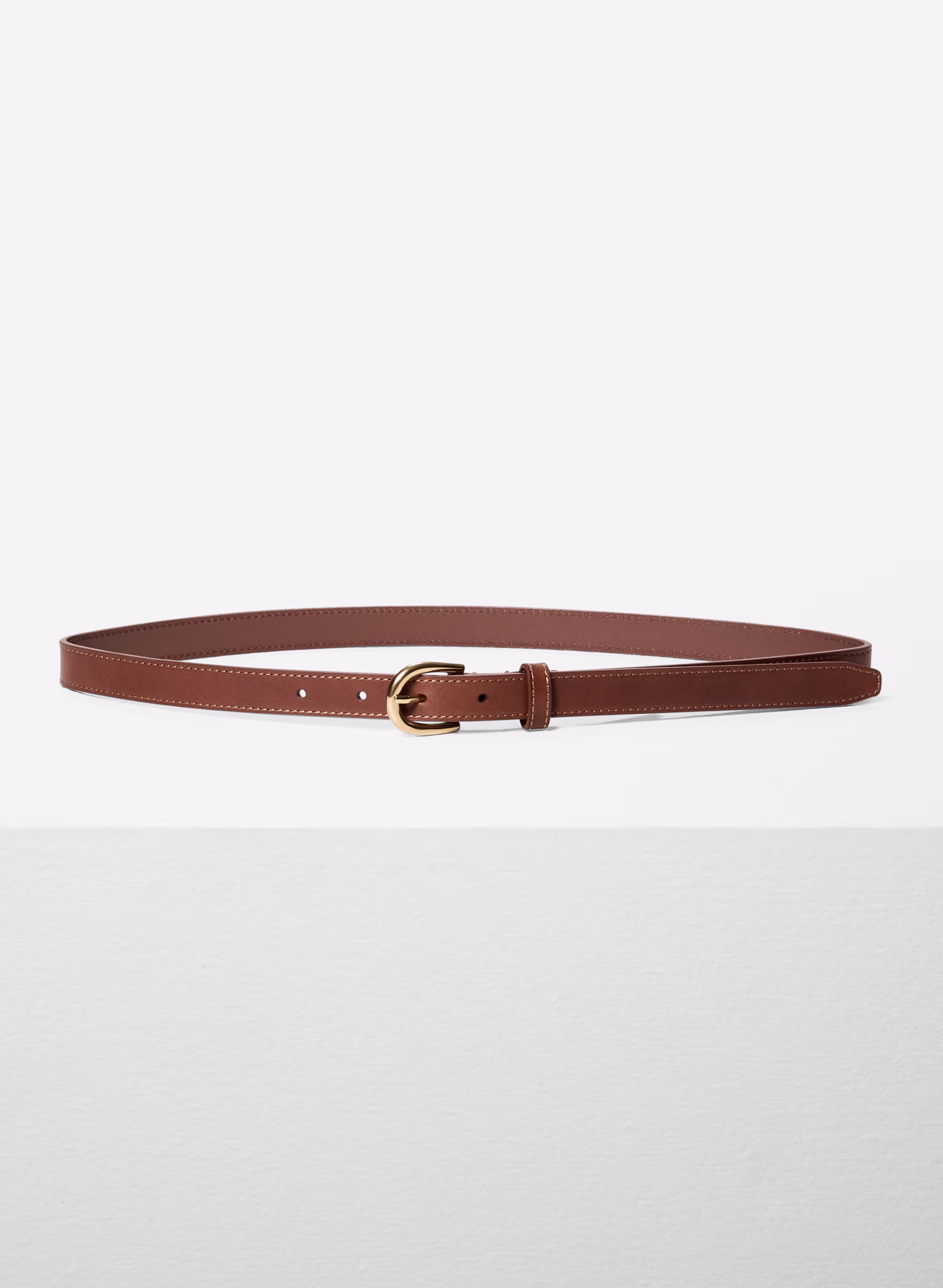 ACCENT SOLID BRASS LEATHER SLIM BELT by ARITZIA