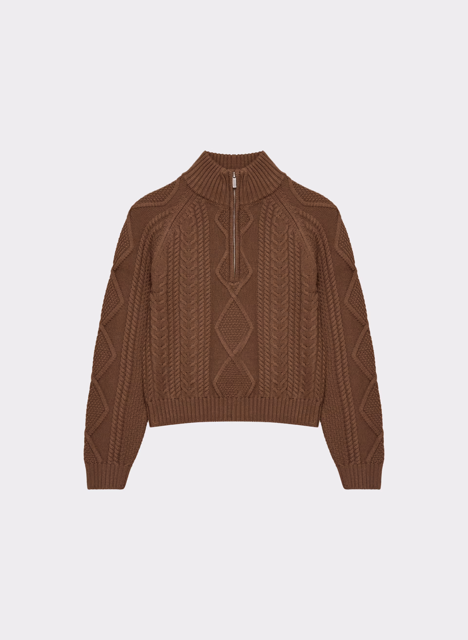 CABLE KNIT MERINO WOOL MASTERY 1/4 ZIP by ARITZIA