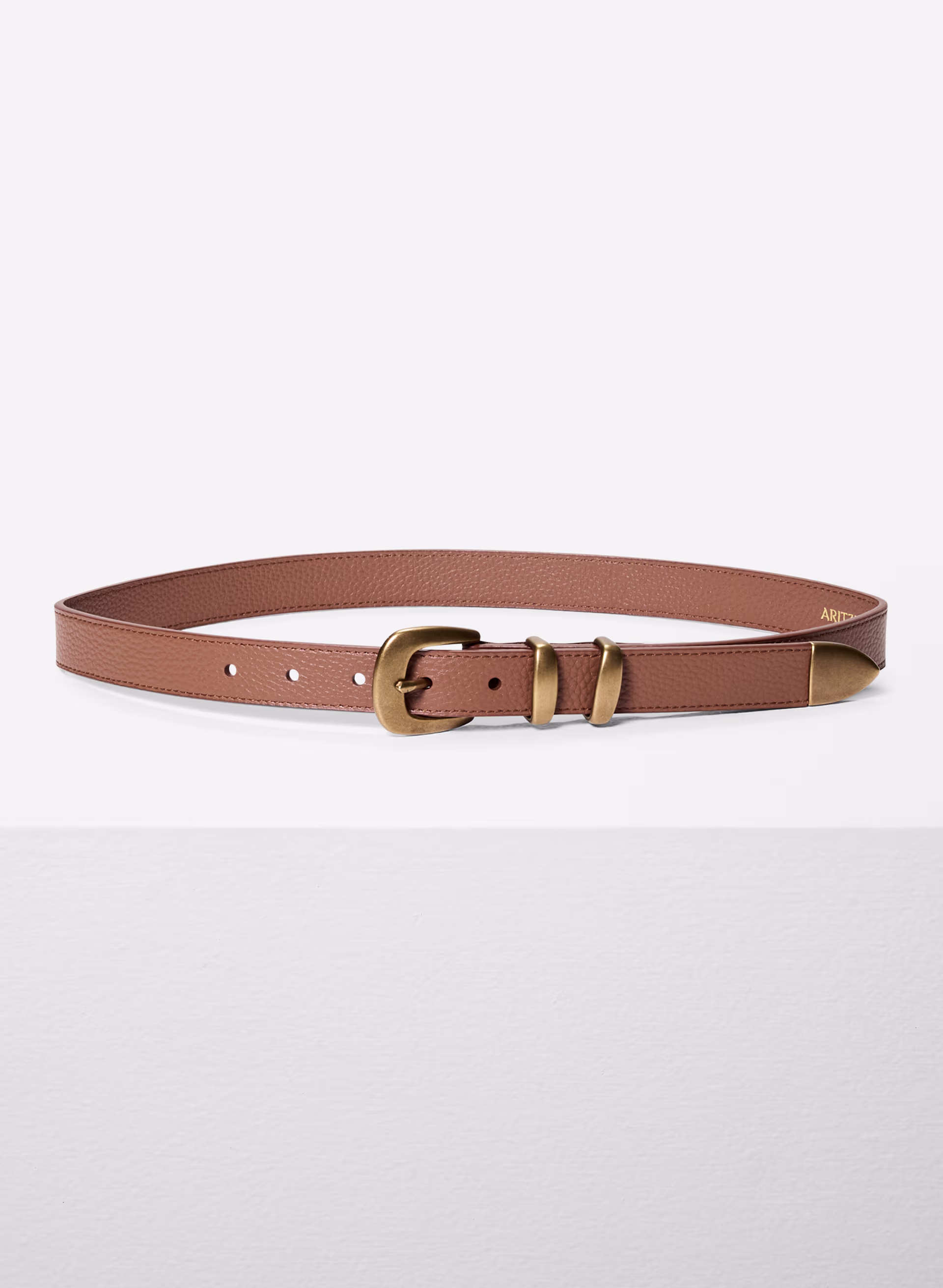 LEGENDARY SOLID BRASS LEATHER BELT by ARITZIA