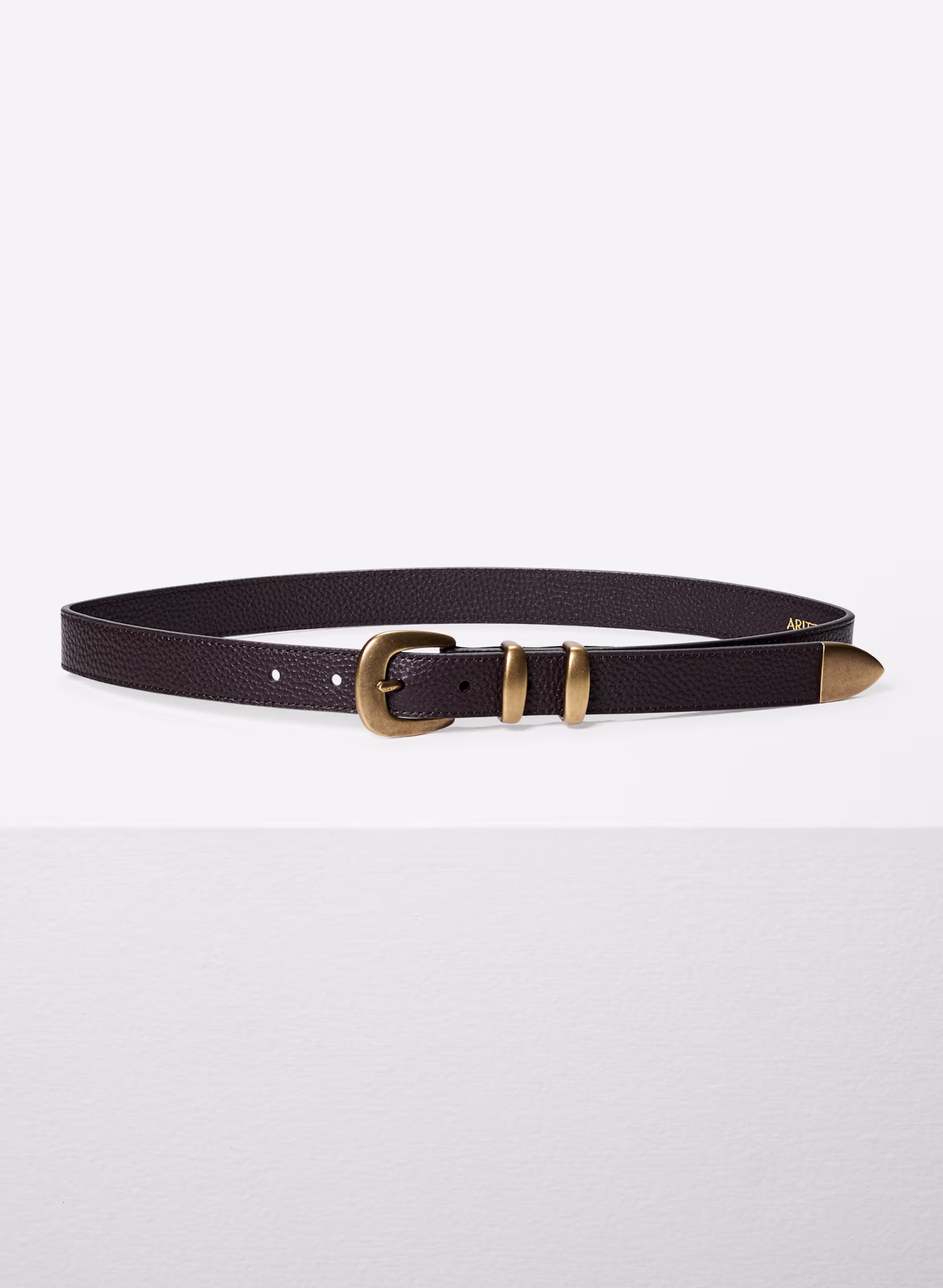 LEGENDARY SOLID BRASS LEATHER BELT by ARITZIA