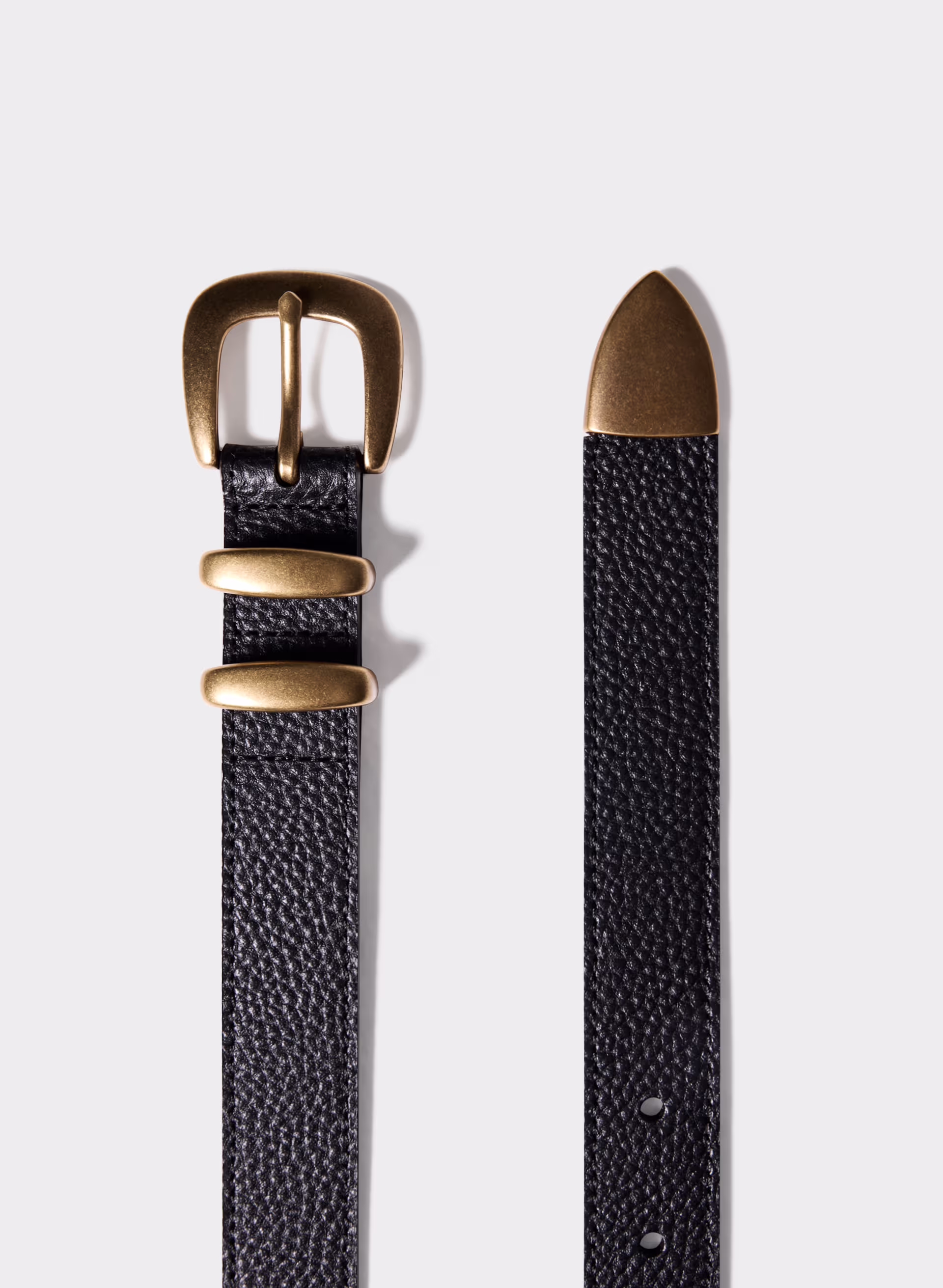 LEGENDARY SOLID BRASS LEATHER BELT by ARITZIA