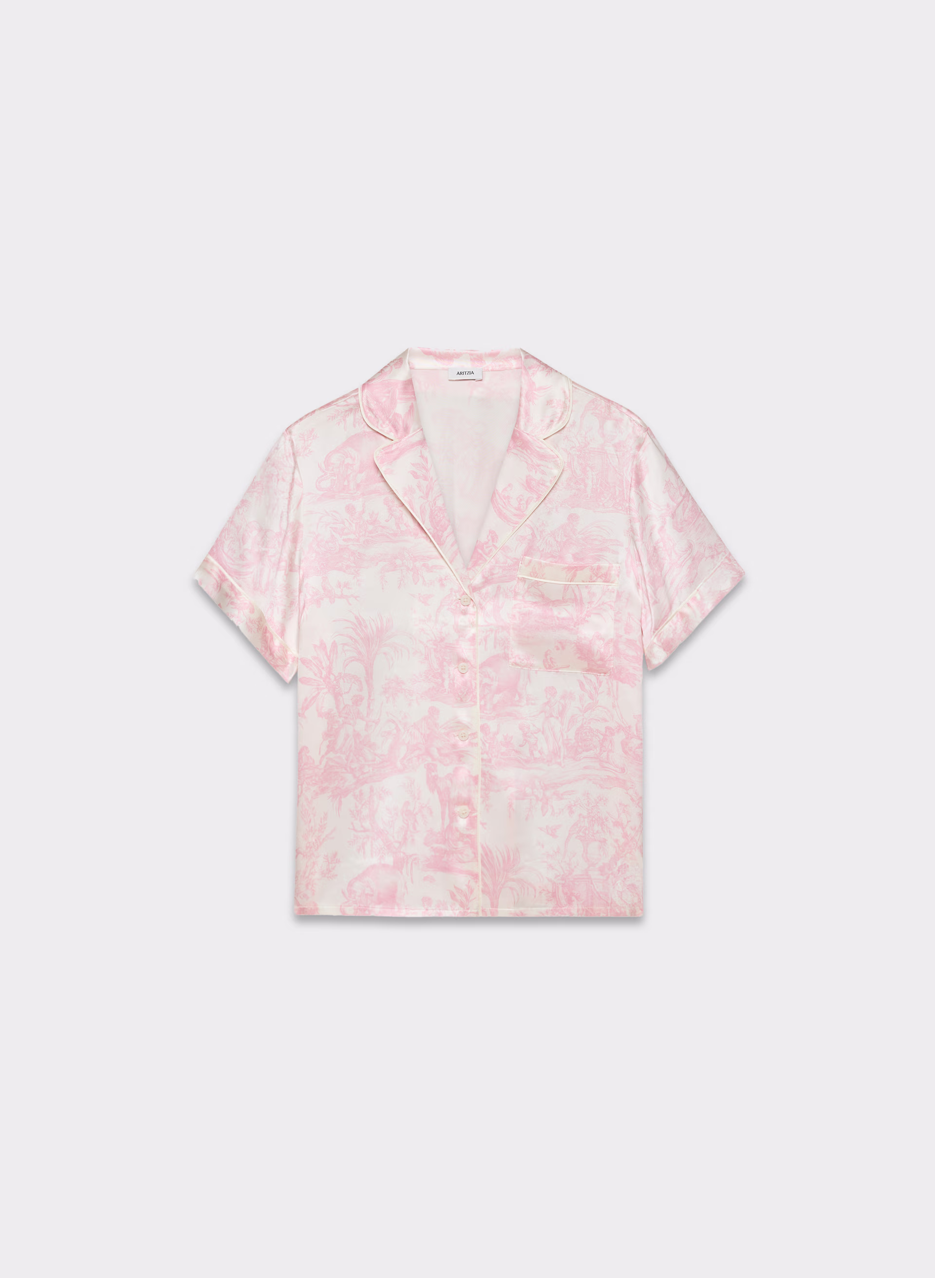 NIGHTSIDE SILK SHORTSLEEVE PAJAMA SHIRT by ARITZIA