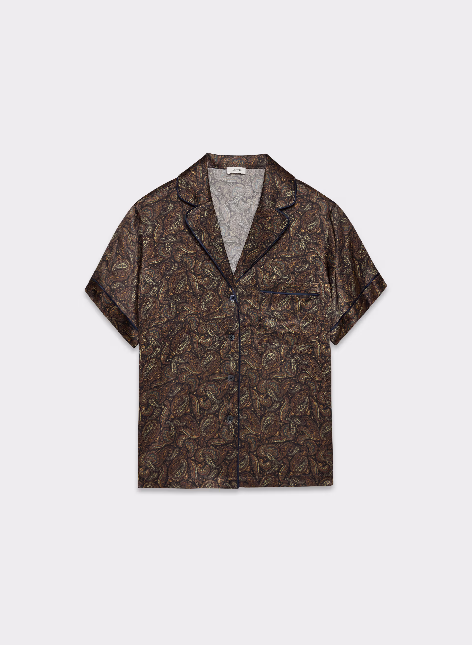 NIGHTSIDE SILK SHORTSLEEVE PAJAMA SHIRT by ARITZIA
