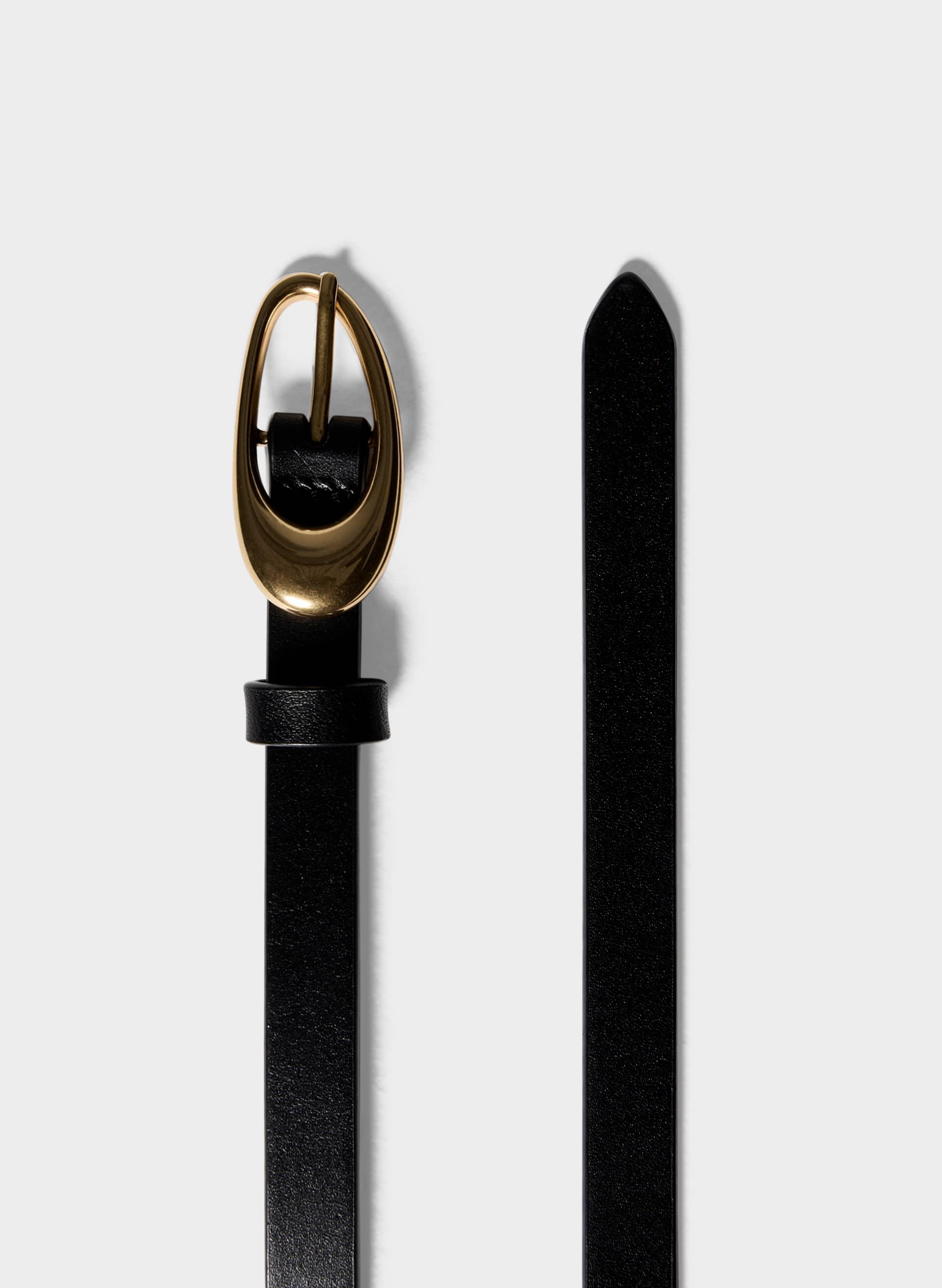 PERENNIAL SOLID BRASS LEATHER SLIM BELT by ARITZIA