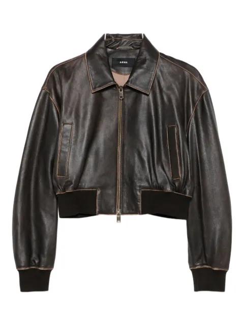 Desy cropped zip-front leather jacket by ARMA