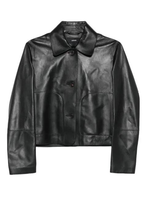 Emy button-patch leather jacket by ARMA