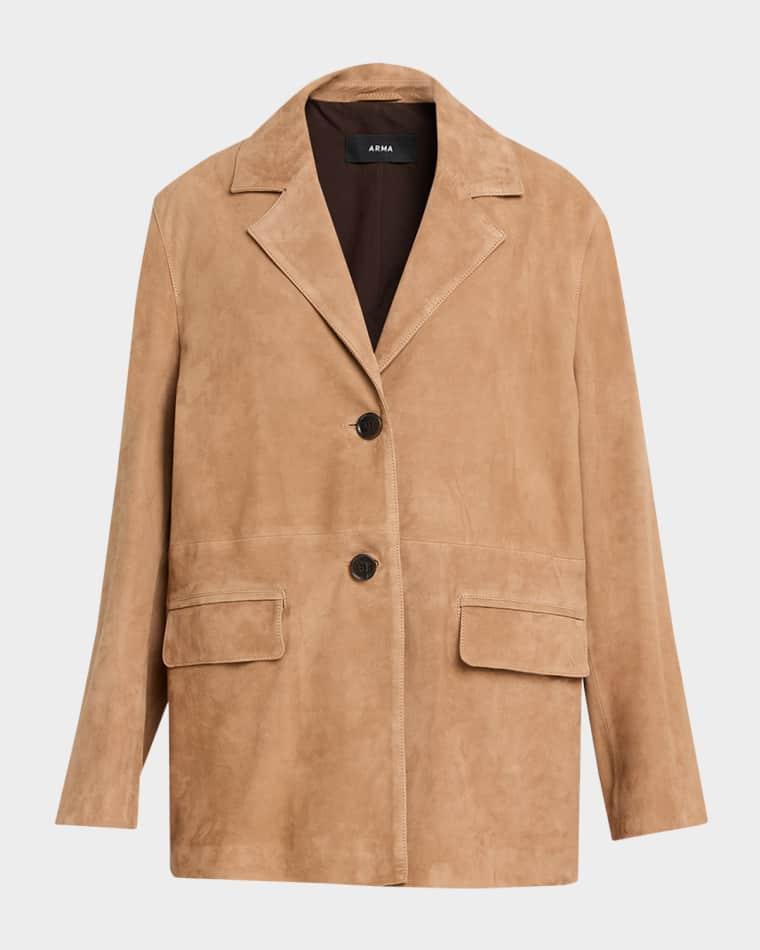 Jolie Single-Breasted Goatskin Suede Blazer by ARMA