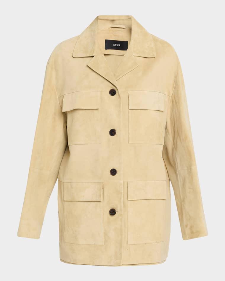 Sendy Button-Down Suede Jacket by ARMA