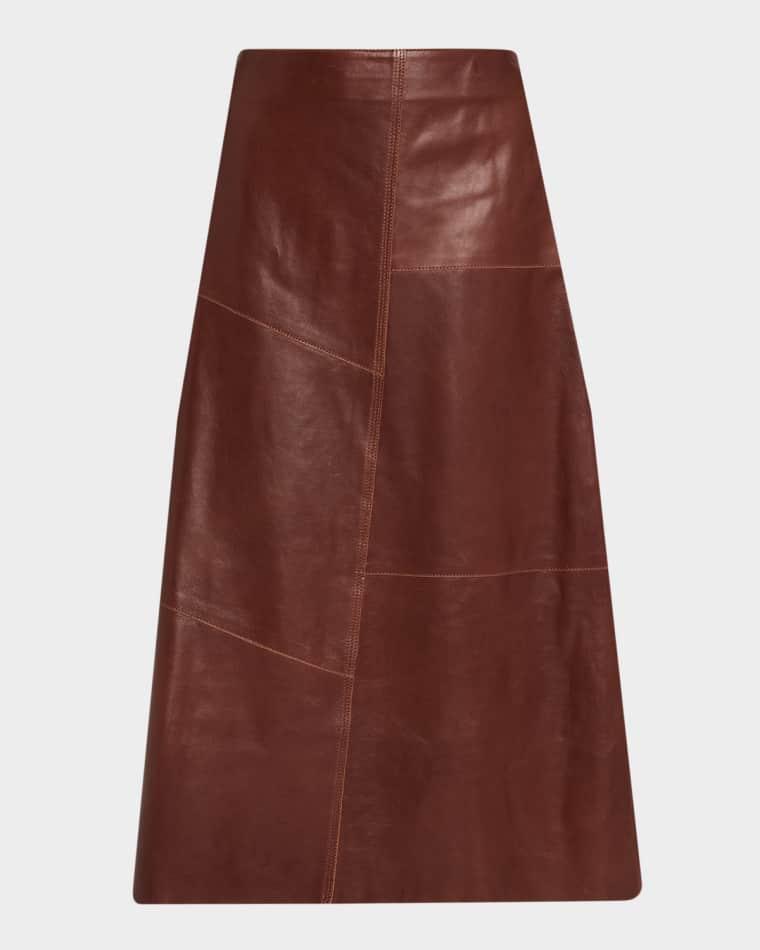 Vayenne A-Line Leather Midi Skirt by ARMA