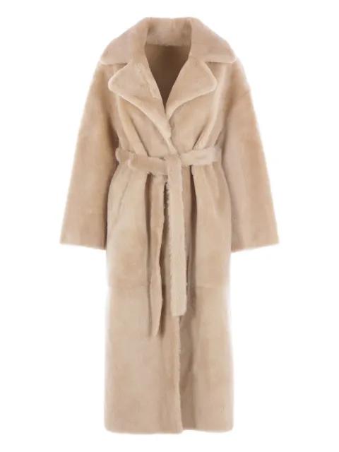 belted shearling coat by ARMA