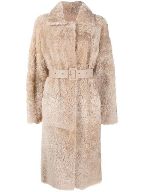 belted shearling coat by ARMA