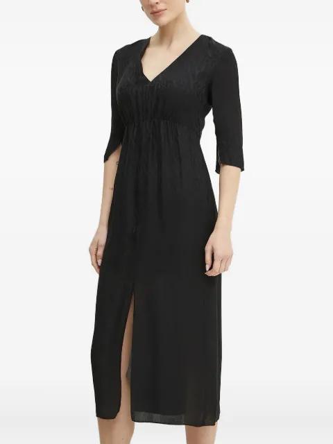 V-neck embossed-pattern midi dress by ARMANI EXCHANGE