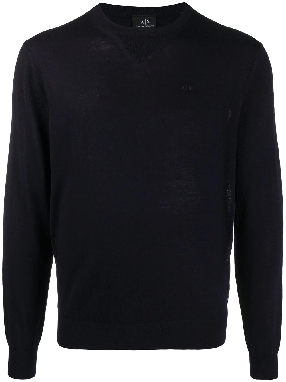 embroidered logo virgin wool jumper by ARMANI EXCHANGE