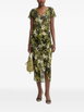 leaf-print cut-out midi dress by ARMANI EXCHANGE leaf-print cut-out midi dress by ARMANI EXCHANGE