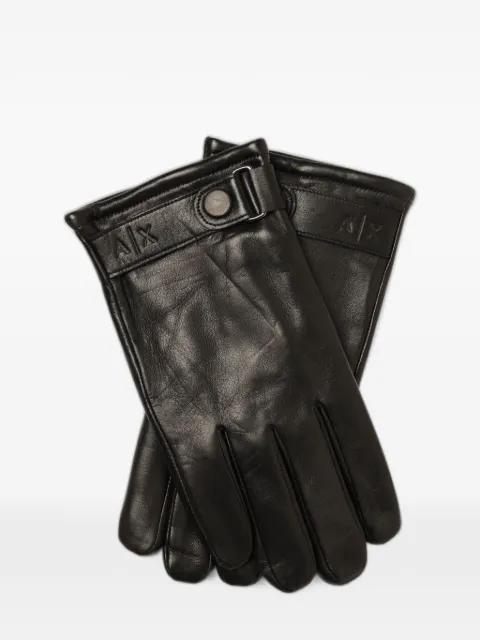 logo-embossed lambskin gloves by ARMANI EXCHANGE
