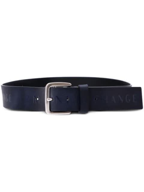logo-embossed leather belt by ARMANI EXCHANGE