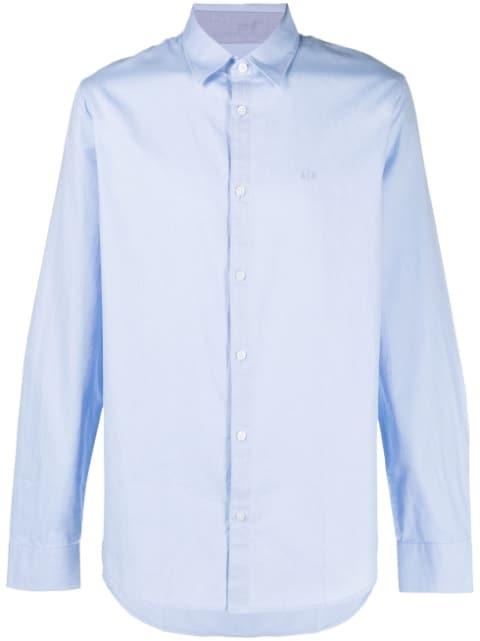 logo-embroidered long-sleeve cotton shirt by ARMANI EXCHANGE