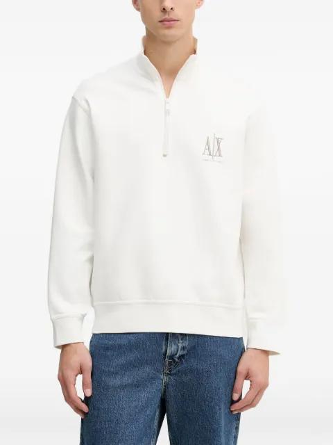 logo-embroidered quarter-zip sweater by ARMANI EXCHANGE