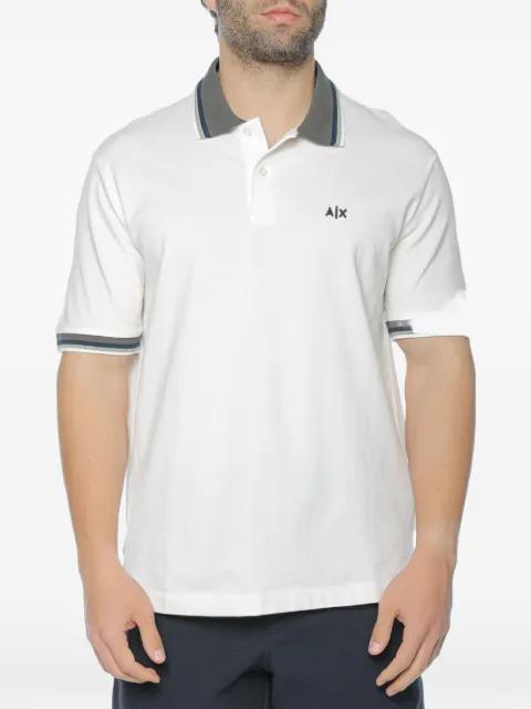 logo-embroidered striped-trim polo shirt by ARMANI EXCHANGE
