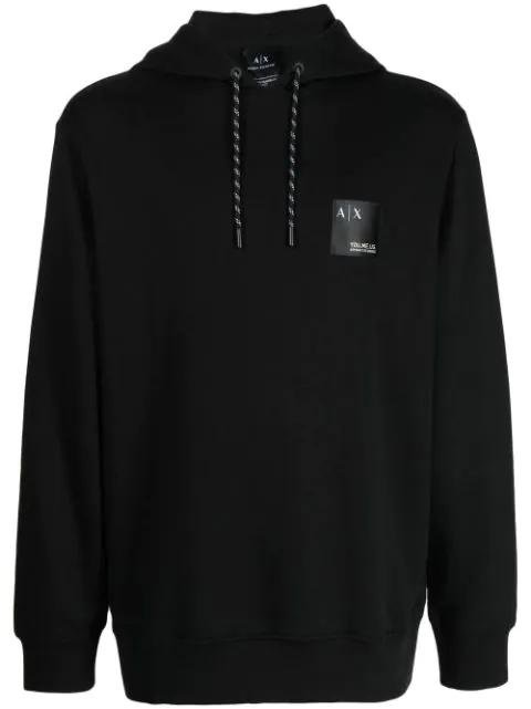 logo-patch cotton hoodie by ARMANI EXCHANGE
