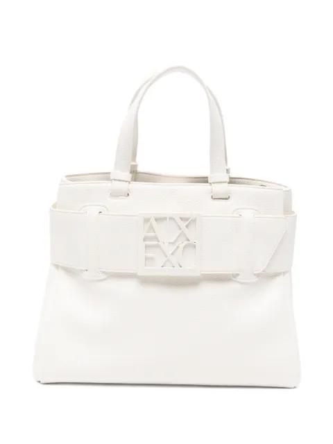 logo-plaque pebbled leather tote bag by ARMANI EXCHANGE