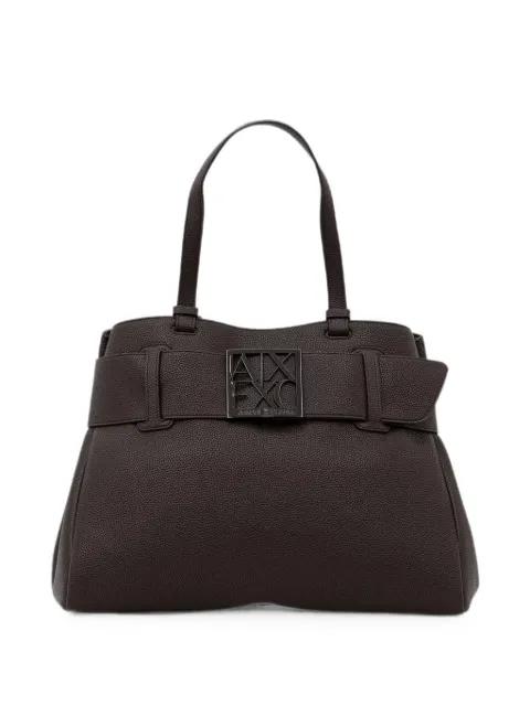 logo-plaque pebbled-texture tote bag by ARMANI EXCHANGE